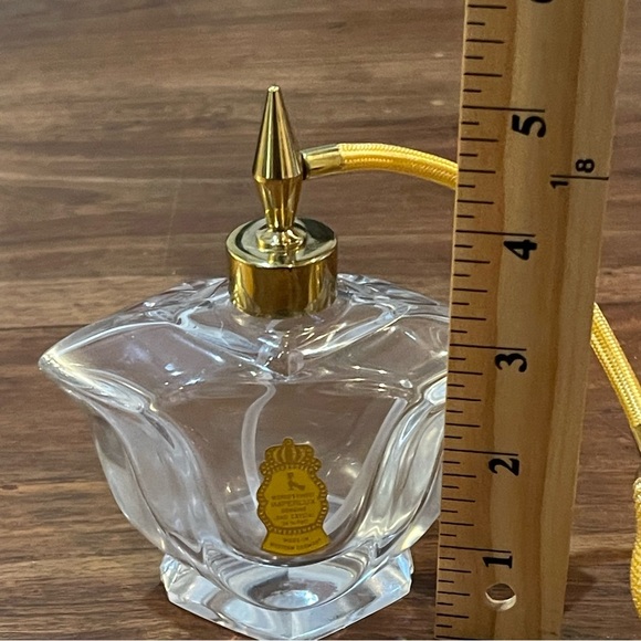 Imperlux W. Germany Lead Crystal Clear Perfume Bottle with Gold Pump - Picture 11 of 11